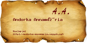 Andorka Annamária névjegykártya